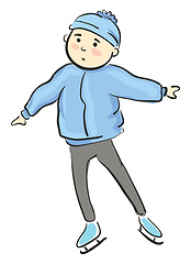 Image showing Young boy ice skating vector illustration 