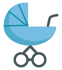 Image showing A blue-colored toy pram vector or color illustration