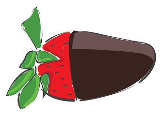 Image showing Strawberry with chocolate vector or color illustration