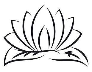 Image showing Black outlines of lotus vector illustration on white background 