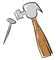 Image showing Rail road spike and hammer illustration vector on white backgrou