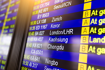 Image showing Departures display board at airport terminal