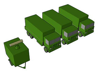 Image showing Three Military Vehicle vector or color illustration