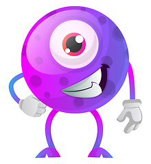 Image showing Chill out purple monster with one eye illustration vector on whi