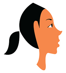 Image showing Brown girl in black ponytail vector or color illustration