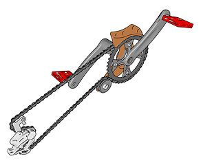 Image showing Grey crank set for bike with red pedals vector illustration on w