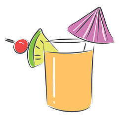 Image showing cocktail with lemon vector or color illustration