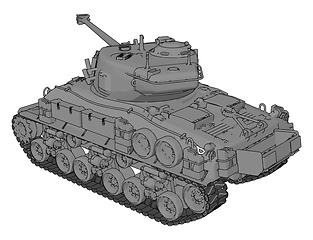 Image showing 3D vector illustration on white background of a gray military ta
