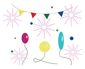Image showing Celebratory decoration with balloons banner and confetti vector 