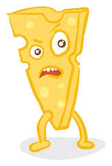 Image showing A triangular piece of angry cheese standing upright vector or co