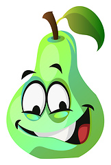 Image showing Crazy green pear cartoon face illustration vector on white backg