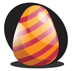 Image showing Orange Easter egg with red lines illustration web vector on a wh