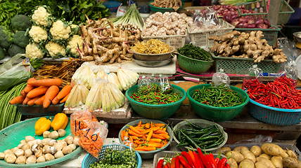 Image showing Wet market with variety vegetable