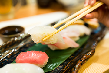 Image showing Japanese sushi in restaurant 