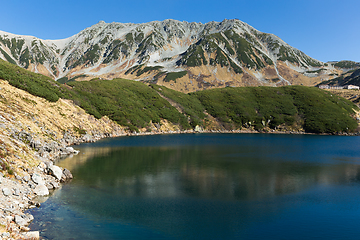 Image showing Mikurigaike pond in the Tateyama mountain range in Toyama