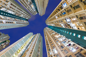 Image showing Building skyscraper to the sky at night