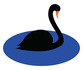 Image showing Simple cartoon black swan vector illustration on white backgroun