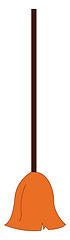 Image showing Cartoon broom with a bundle of brown-colored bristles attached t