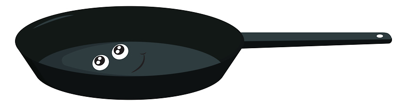 Image showing Smiling black frying pan vector illustration on white background