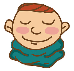 Image showing Blushing boy in neck scarf vector or color illustration