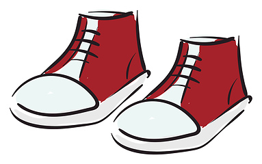Image showing Clipart of a pair of red-kids shoes vector or color illustration