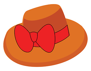 Image showing Simple vector illustration of a orange hat with big red bow whit