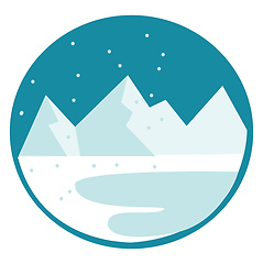 Image showing Clipart of a white snow-covered mountain range vector color draw