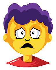 Image showing Young boy with purple hair is depressed illustration vector on w