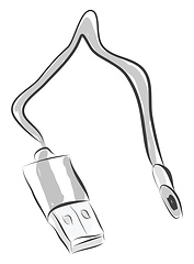 Image showing USB drive with a cable illustration color vector on white backgr