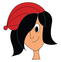 Image showing A girl wearing red hat vector or color illustration