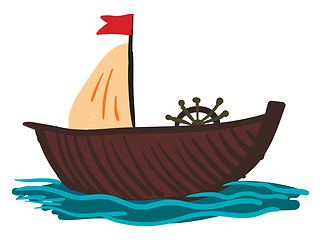 Image showing A wooden sailing boat is ready for the ride vector or color illu