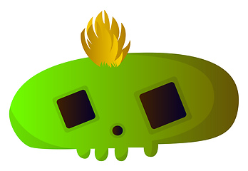 Image showing Big green cartoon skull vector illustartion on white background