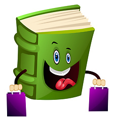 Image showing Green book is shopping, illustration, vector on white background