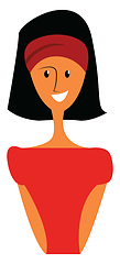 Image showing A smart girl wearing a red dress and head bandana vector color d