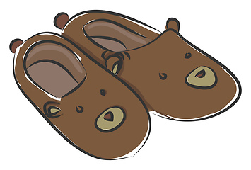 Image showing Fluffy bear slippers illustration color vector on white backgrou
