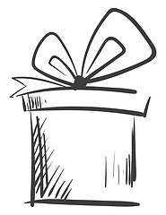 Image showing A black and white sketch of a present box topped with decorative