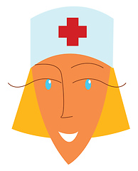Image showing A beautiful woman wearing a white nurse cap vector color drawing