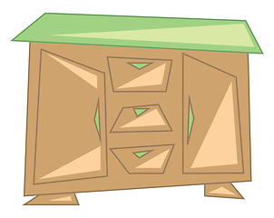 Image showing Clipart of a sideboard a beautiful wooden shelf vector color dra