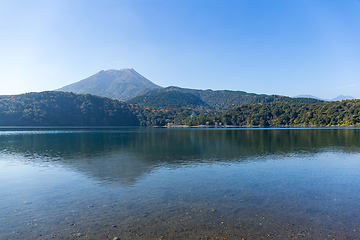 Image showing Mount Kirishima and lake