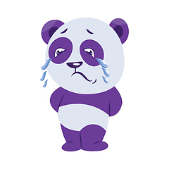 Image showing Sad purple and white panda crying vector illustration on a white