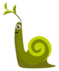 Image showing Snail with leaves vector or color illustration