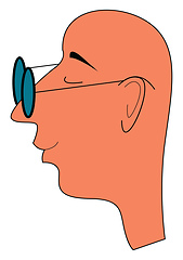 Image showing Cartoon bald man with glasses vector illustration on white backg