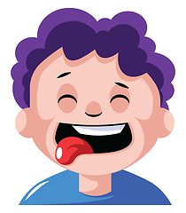 Image showing Boy with curly purple hair is craving some food illustration vec