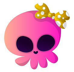 Image showing Cute pink cartoon skull with yellow tie vector illustartion on w