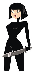 Image showing A woman with a sword is dressed in a ninja warrior costume vecto