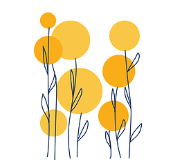 Image showing Line art of few yellow-colored flowers vector or color illustrat