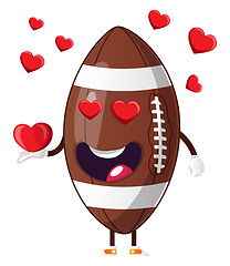 Image showing Rugby ball is holding heart, illustration, vector on white backg