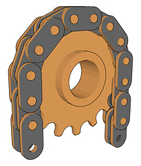 Image showing 3D vector illustration of  a free wheel and chain white backgrou