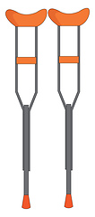 Image showing A pair of orange crutches vector or color illustration