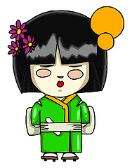 Image showing Woman in traditional geisha vector or color illustration